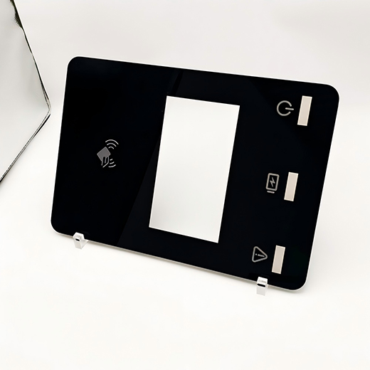 Custom 0.35mm thickness EV charging pile cover glass 15inch with black silk screen