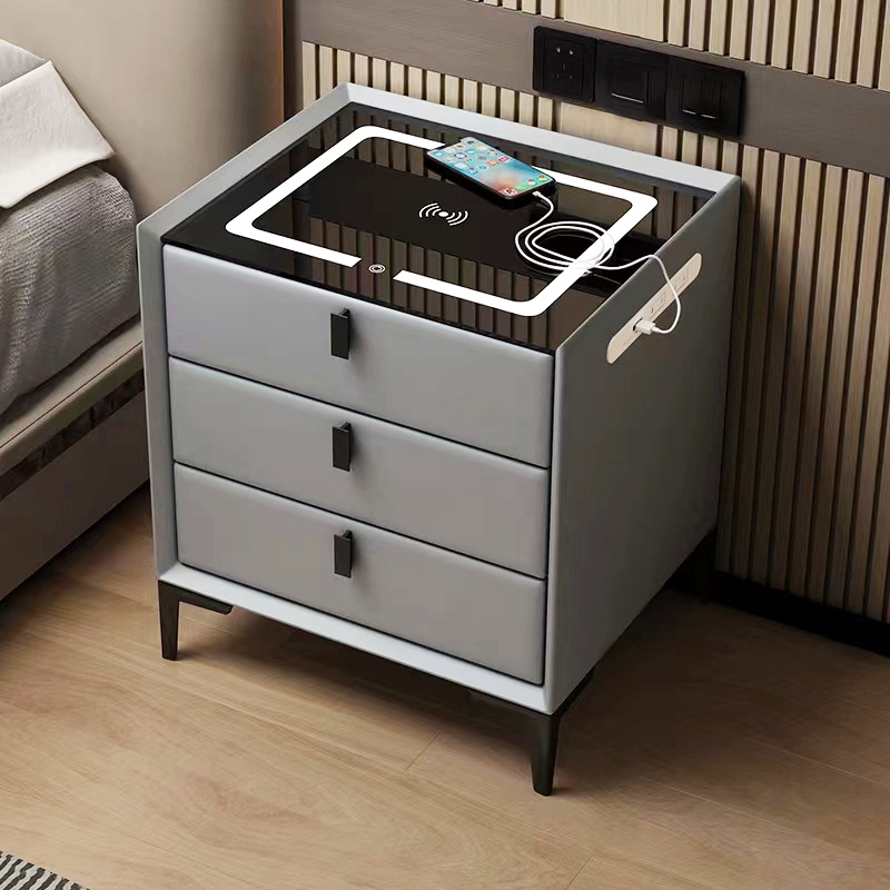 Smart bedside table tempered glass panel