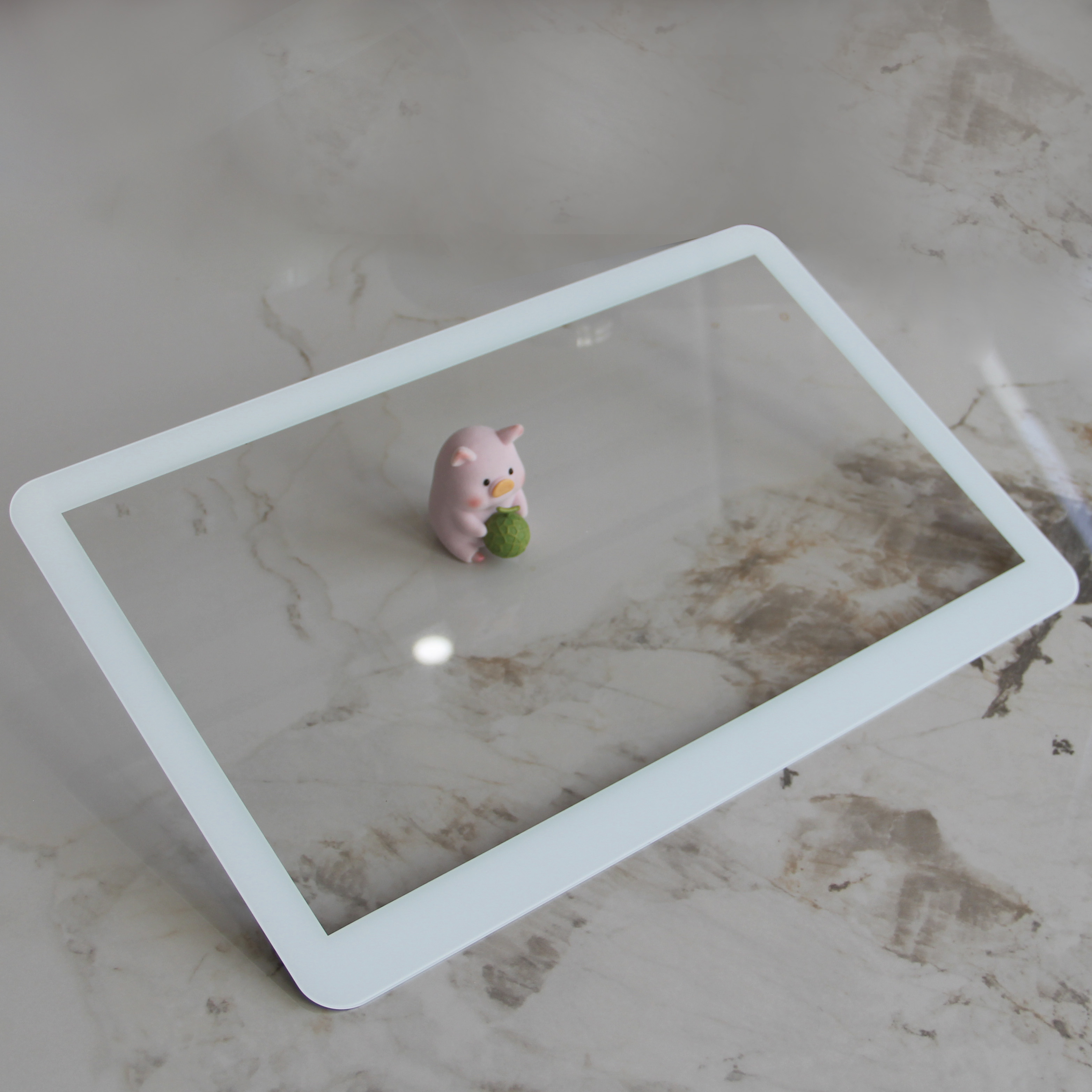 Fuxin Glass High Quality Tempered Cover Glass Panel for Display Application High Transmittance with White Silk Screen Edge