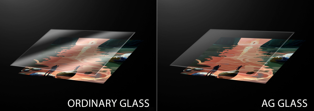 Comparison of anti-glare glass and ordinary glass