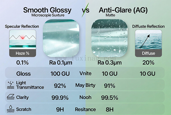 What is the surface roughness of matte AG glass?