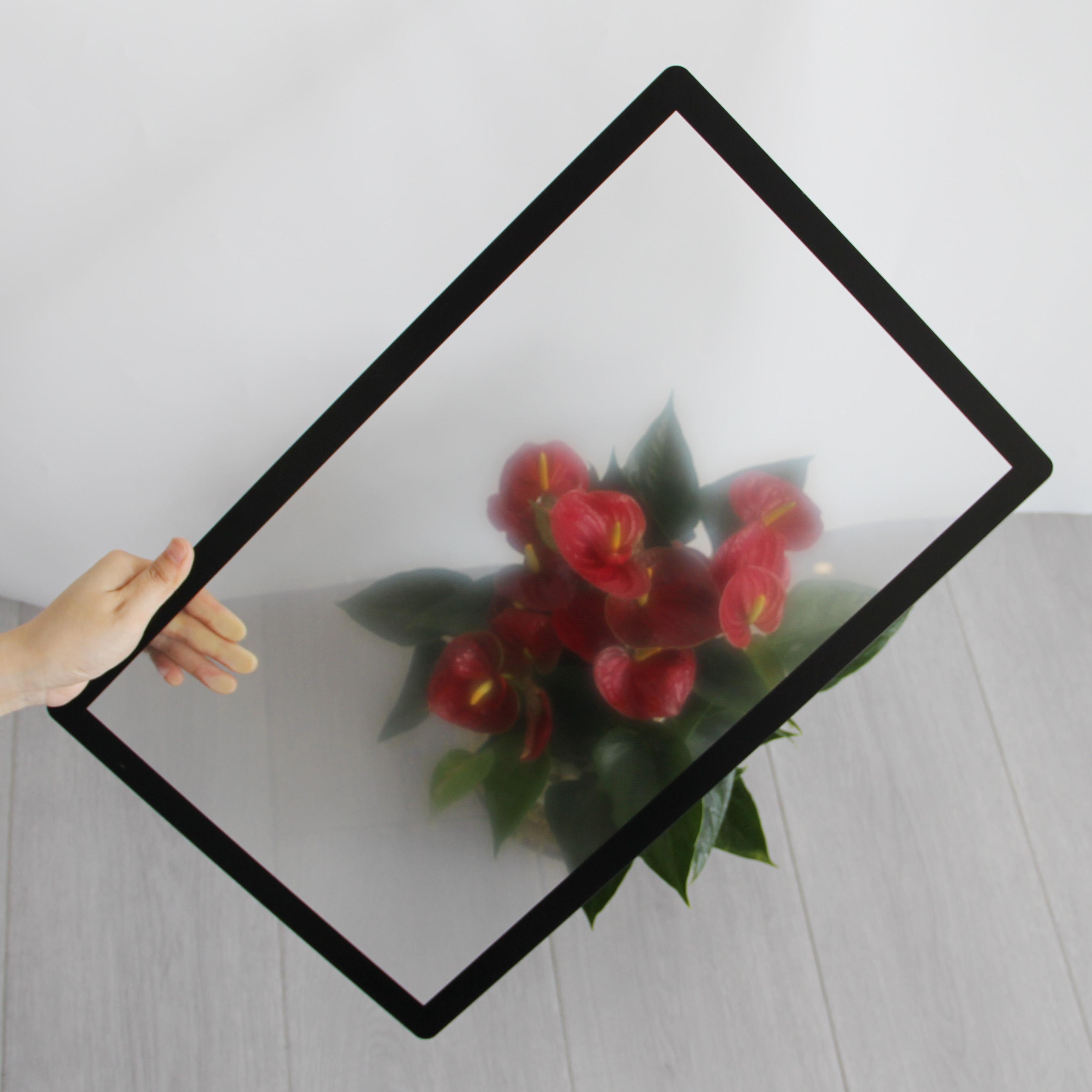 Custom Black Silkscreen Printing 26 inch Anti-Glare Coating Cover Protective Glass for Display