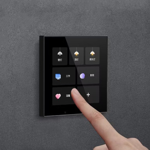 Customized Smart Home Control Switch Socket Black Color Silkscreen Printed Touch Panel Tempered Glass